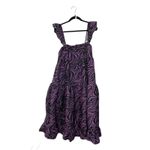 En Saison Purple Black Tiger Print Ruffle Strap Tiered Midi Dress Size SMALL Photo 2