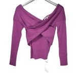 NWT Snidel Wool Blend Ribbed Knit Criss Cross Chest Pullover Sweater in Magenta Photo 7