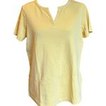 LL Bean Short Sleeve Notch Neck Butter Yellow Cotton Top Womens Medium Photo 0