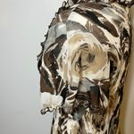 East 5th Y2K Ruffle Blouse Brown Black Size Large Office Siren Business Casual Floral 90s Photo 9