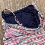 Lands End Swim Dress Striped One Piece Swimsuit Swimdress 12 Pink Photo 3