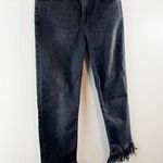 frame denim Le High Straight Feather Hem Cropped Jeans Ludlow Black 26 / 2 Photo 10
