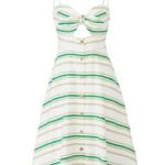 Hutch White Green Striped Marissa Full Skirt Sweetheart Neckline Dress Size 8 Photo 3