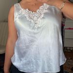 White lace satin slip top Victoria secret vintage style nightgown top bridal Size L Photo 0