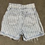 Free People  Dogtown Jean Shorts 26 Striped Cutoff Denim Frayed High Rise Cuffed Photo 4