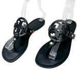 Tory Burch Perfect Black Matte Leather Miller Logo Sandals Size 7.5 Photo 1