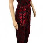 Lovers + Friends NWOT! Beatriz Gown Strapless Floral Velvet Maxi Black Red Small Photo 3