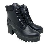 Wild Pair  Black Faux Leather Lace Up Combat Boots 8.5 Grunge Punk Emo Photo 0