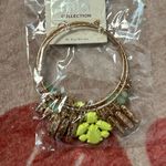Mia Collection Beaded Gold Green Yellow Large Hoop Cactus Earrings Photo 1