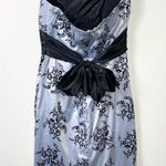 Trixxi Silver & Black Floral Satin Tie Waist Strapless Formal Dress Size 11/12 Photo 1