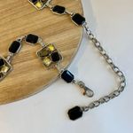 Silver Chain Link Chunky Embellished Black, Yellow Stone Wrap Belt Size Large Black Photo 0