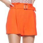 Nine West the paperbag waist belted shorts in fresh lava orange color size XL Photo 0