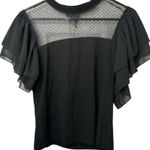 Gracia  Black Sheer Ruffle Sleeve Blouse NWT Photo 0