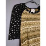 G Girl Flower Design Scoop Neck 3/4 Sleeve Top Size Medium Black Photo 3