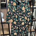 World Market dress floral tunic cotton bell long sleeve kaftan colorful flowers Black Size L Photo 0