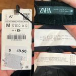 ZARA  Velvet Pants Flare Leg Black High Rise Pockets Cotton Black Medium NWT Photo 4