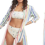 Summersalt NWT  Short Effortless Shirtdress Coverup in Rainbow Stripe Photo 0