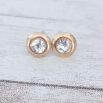 Gold Tone & Clear Gem Dainty Stud Earrings Photo 0