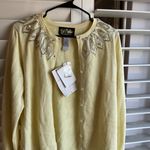 Bob Mackie  yellow sparkly cardigan sz S NWT Photo 1