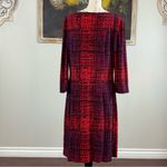 Anne Klein Womens Red Purple Jersey Knit Pullover 3/4 Sleeve Dress Size 14 Photo 4