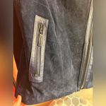 Suede Navy Blue 100% Leather Jacket M silver Asymmetrical Zipper moto classic Size M Photo 6