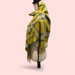 Cute citron avocado plaid stripe super soft scarf 13x74 fringe Yellow Photo 3