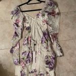 For Love & Lemons  Wildflower Foil Lace Mini Dress in Lavender Photo 3