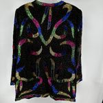 Scala Vintage  Beaded Sequin Blazer Jacket Embellished 100% Silk Multicolor 3X Photo 5