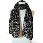 Chic Leopard Print Velvet Burnout Scarf Shawl Wrap Women's Fashion Accessory Brown Photo 0