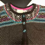 Anthropologie  Guinevere Cardigan Fair Isle Knit Sweater Capelet Brown Rainbow L Photo 2
