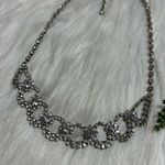 Bridal prom statement faceted rhinestones silver tone Necklace Photo 0