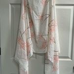 Anthropologie  Do Everything in Love Cream & Pink Palm Tree Scarf - 72” x 28” GUC Photo 0
