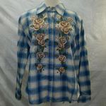 Diane Gilman western style long sleeve blouse with floral embroidery Size 1X Photo 6