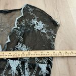 Karen Kane  Black Fairy Lace Top Floral Embroidered‎ Semi Sheer Blouse Photo 3