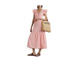 Honorine Ruby Ruffle Cotton Seersucker Midi Dress Size M Photo 14