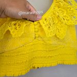 Alice + Olivia  Bleeker Yellow Ruffled Eyelet Lace Crop Top Photo 3