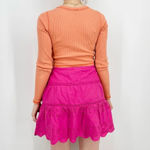 American Eagle coastal cowgirl boho hot pink eyelet scalloped mini skirt size s Photo 4