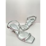 Caslon ‎ Sandals Womens Size 9 Silver Leather Paola Open Square Toe Wedges Photo 3