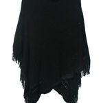 Black‎ Knit Sweater Fringe Poncho One Size Black Size undefined Photo 0
