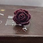 Oversized Vintage Bohemian Style Dark Plum Rose Adjustabke Ring Purple Photo 1