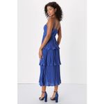 Lulus NWT  Cascading Crush Cobalt Blue Tiered Bustier Midi Dress Gala Banquet XS Photo 3