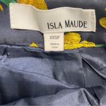 Anthropologie Isla Maude Yellow Floral Brocade Midi Skirt Navy Lined High Waist Blue Size XXS Photo 4