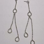 Silver tone formal rhinestone dangle post back earrings Photo 0