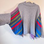 We The Free Free People Grey Waffle Knit Oversized Sweater Womens S Boho Rainbow Tunic Susie Photo 6