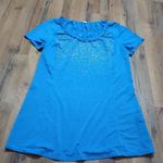 Lululemon Run: Wild Short Sleeve Tech in Blue / Cut-out Lace Reflective Print Photo 4