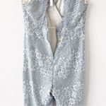 Foxiedox Lace V-Neck Cropped Jumpsuit in Ice Blue Photo 7