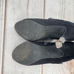 Vintage Black Suede High Heeled Booties with Bow Detail Sherpa Lined 3” Heel Size 6 Photo 5