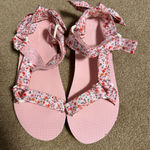 Floral Pink Velcro Sandals Size 8 Photo 0