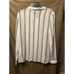 Reformation  Woman’s White Blue Stripe Violet Button Down Shirt Size XL Photo 3