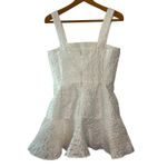 Amanda Uprichard  Annalise White Jacquard Mini Dress M Bridal Party Flounce Hem Photo 4